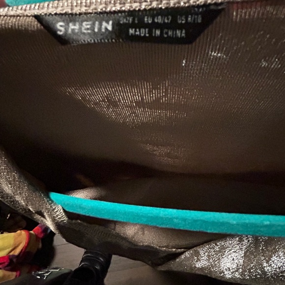 SHEIN Metallic Silver Dress with Teal Accents - Picture 2 of 2
